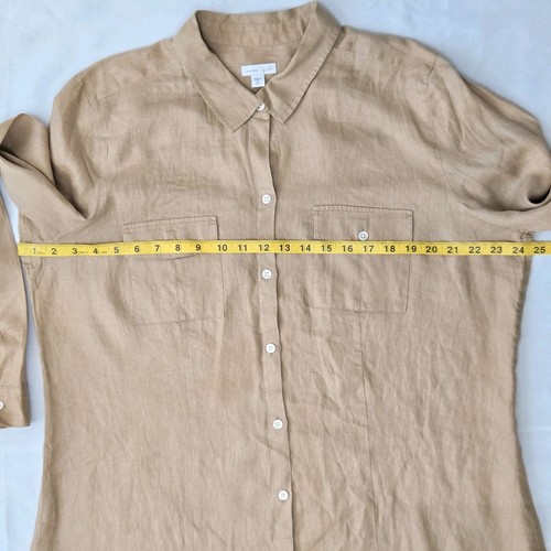 J Jill Leinenhemd Damen XL Tall hellbraun Boho klassisch Button Down Kragen Taschen - Bild 4 von 10