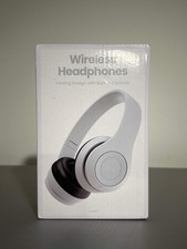 Wireless Over-Ear Headphones with Folding Design  Built-In Controls   White