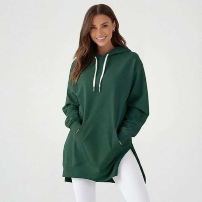 The Warmy Oversized Deep Green Hoodie Dress Large NWOT