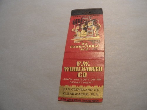 F.W. Woolworth Co Clearwater FL Vintage Lunch Soft Drink Matchbook