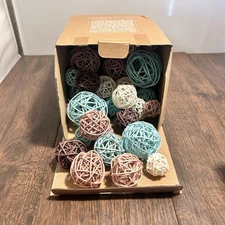 HAKACC 42 Pcs Wicker Rattan Balls Decorative Balls for Vase Centerpiece Bowls