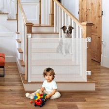 Ophanie Retractable Baby Safety Gate 34  x55  Mesh Pet Gate White