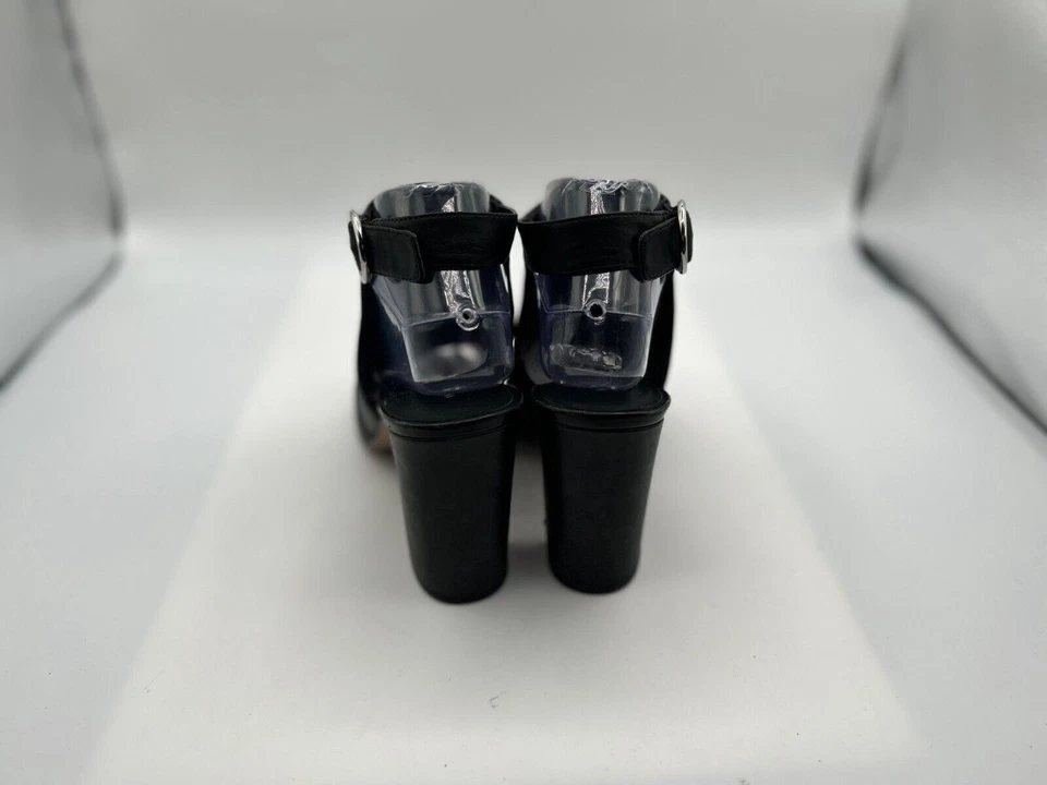 Zapatos de vestir Via Spiga Tacones Para mujer Talla 8,5 M Cuero Negro Peep-Toe Tacón bloque Foto 2 de 4