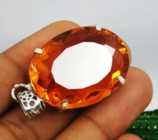 Solid Silver Pendant 98.00 Ct Natural Imperial Topaz Oval Cut Loose Gemstone