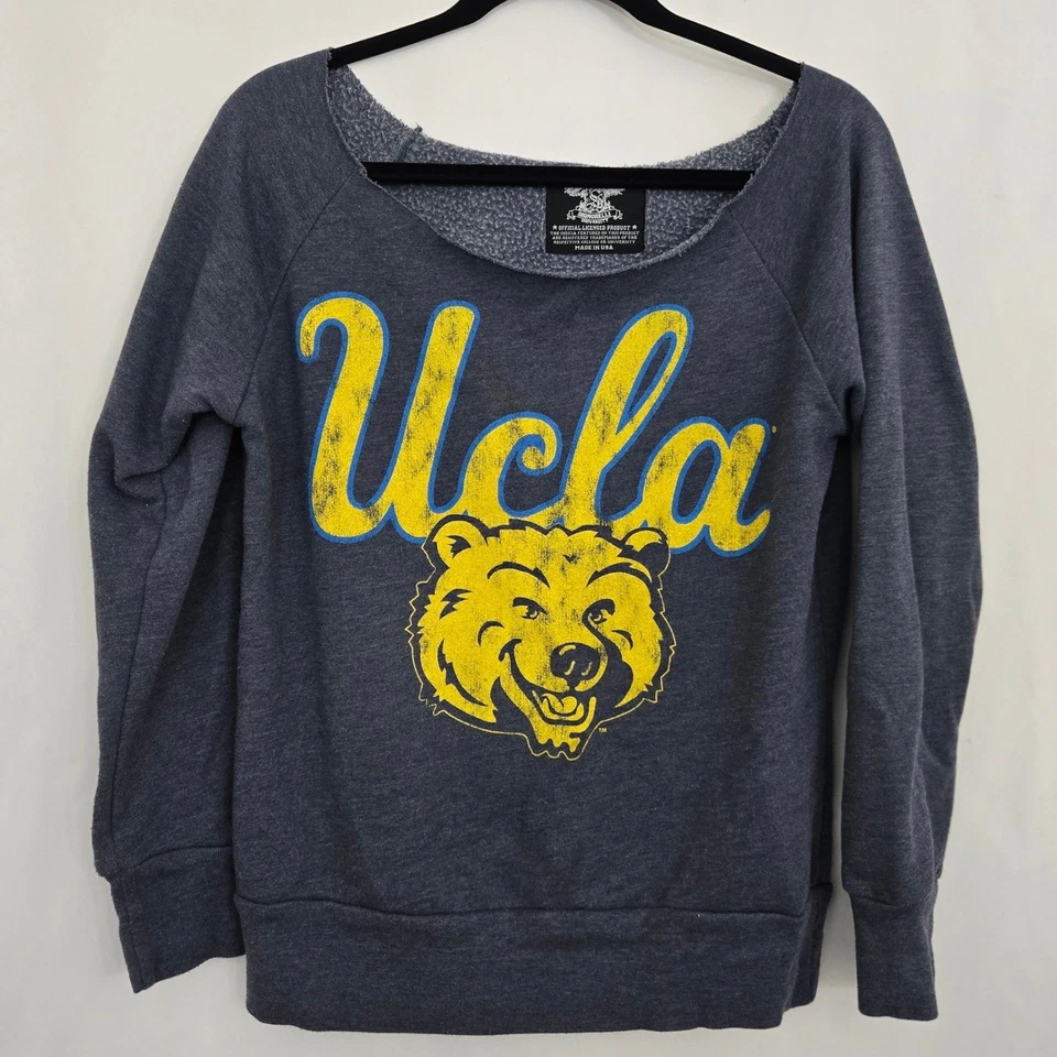 Sudadera holgada Signorelli UCLA Bruin HECHA EN EE. UU. Fuera del hombro borde crudo M Foto 2 de 4