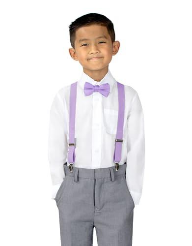 Boys' Suspenders and Solid Color Bowtie Set Small (6 months-30 months) Lilac - Picture 2 of 6