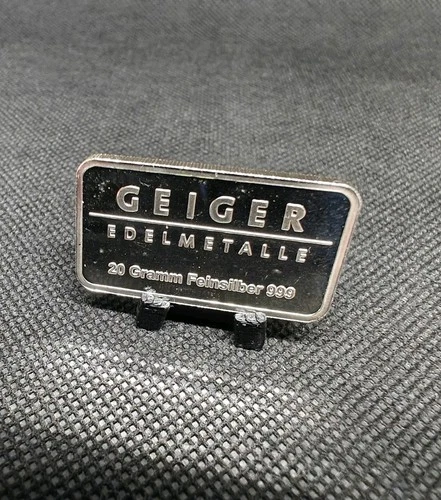 20g Geiger Edelmetalle .999 Fine Silver Old German Bar,Mirror, 0.643 Ozt Troy Oz