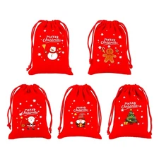 Small Christmas Gift Bags with Drawstring, 50Pcs 3x4 Red Coth Jewelry Bags Bu...