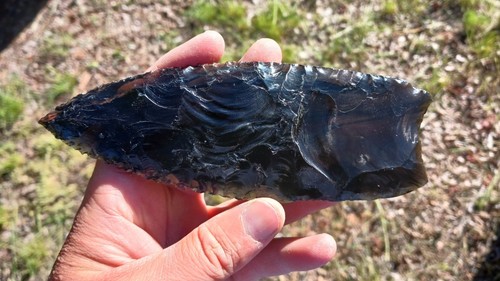 Set Of 2 Flint Knapped Clovis Arrowheads, Atlatl Points Lace Obsidian - 第 5/18 張圖片