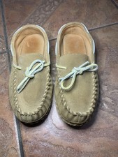LL Bean Wicked Good Slippers Women's 8 M Natural Suede Leather Comfort Moc Shoes