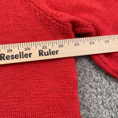 J Crew Sweater Mens XL Red Merino Wool V Neck Elbow Patch Classic Slim Fit - Picture 6 of 9