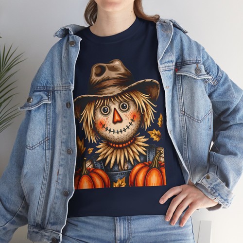 Fall Scarecrow T-Shirt Autumn Pumpkin Harvest Country Farm Halloween Tee - Picture 35 of 45