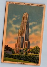 Postcard 1940s Pittsburgh, PA Cathedral of Learning Univ of Pitt