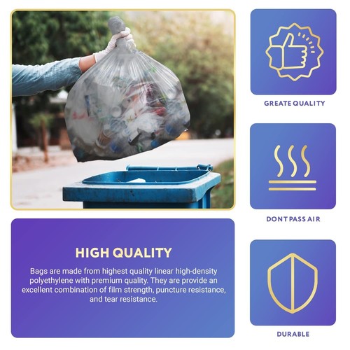 125 Heavy Duty Can Liners 40 x 46 Low Density Clear Trash Liners - Bild 3 von 7