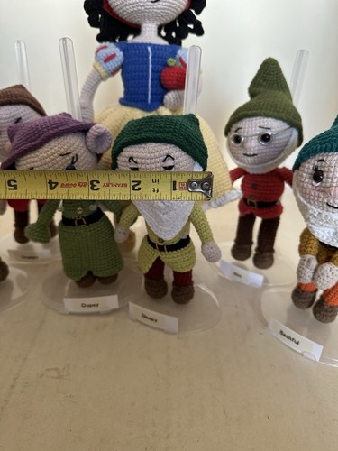CROCHET Original SNOW WHITE & 7 DWARFS AMIGURUMI Soft Stuffed Dolls, Gift 13” - Picture 17 of 17
