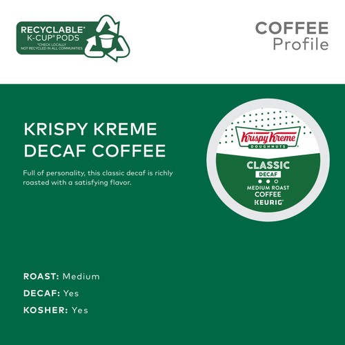 Krispy Kreme Classic Decaf Coffee, Keurig Single Serve K-Cup Pods, 24 Count - Picture 3 of 7