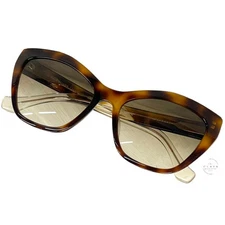 BALENCIAGA BA47 53P Sunglasses Cat Eye Fox Brown Tortoiseshell Womens B Logo