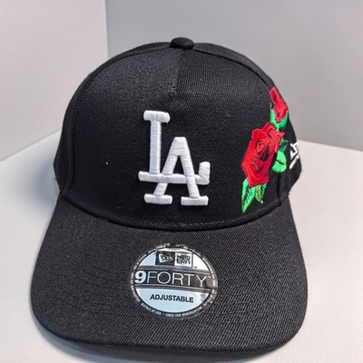 LOS ANGELES LA DODGERS MLB 9FORTY rose embroidered adjustable baseball cap black