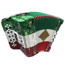 Rossetti 3-Switch 34-Button Diatonic Accordion 12 Bass - Red/White/Green