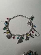 Peter Pan Charm Bracelet Tinker Bell Captain Hook Pixie Dust Silver Tone