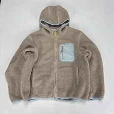 UNIQLO J.W ANDERSON Pile Fleece Adult Size Small Beige Full Zip Baby Blue Detail