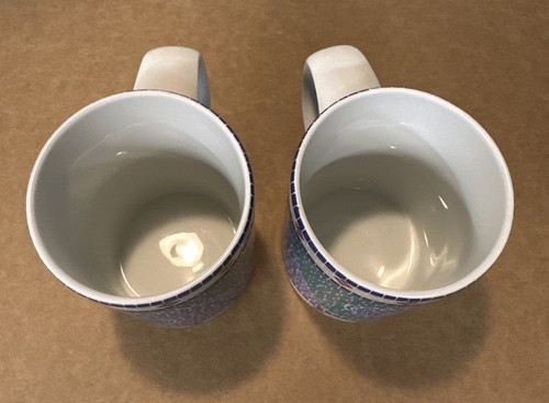 Dansk Mosaic Wave Dinnerware Replacement Mugs Blue Aqua White Red Stoneware - Picture 3 of 6