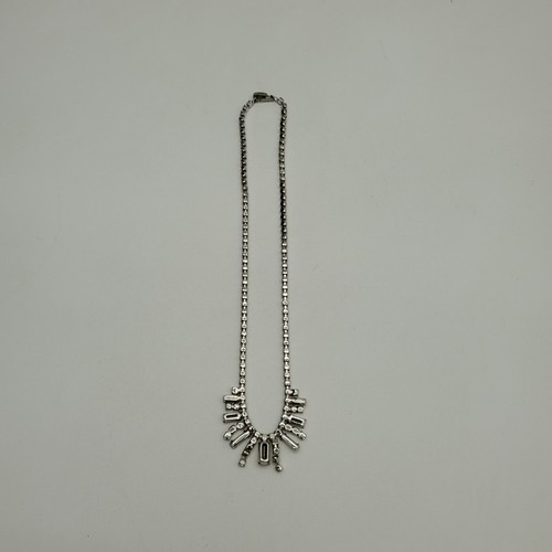 Vintage Silvertone Prong Set Rhinestone Choker Necklace - Picture 5 of 9
