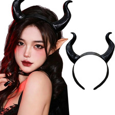 Black Devil Horns Headband Gothic Demon Horn Hairband for Halloween Cosplay Part