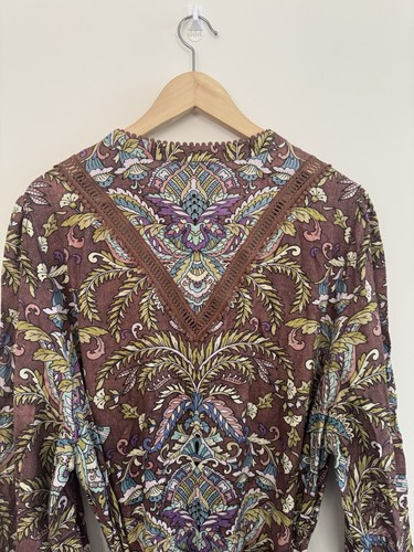 City Chic BNWT Mysteria Midi Dress Size XL Brown Floral Long Sleeve Linen Blend - Picture 14 of 21