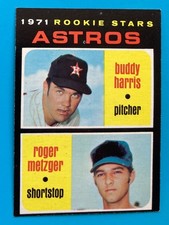 1971 topps baseball #404 Houston Astros rookie stars Roger Metzger, Harris NM