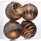 Fall Ornaments for Christmas Trees, 4Ct 5.9 Inches Bronze Copper Gold Shatterpro