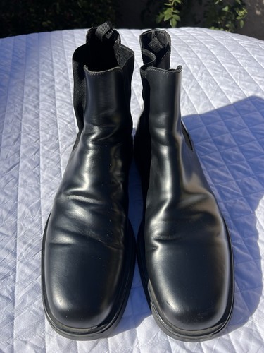 Prada Chelsea Chunky Boots Black Leather Mens Sz Uk 10.5 Run Big Fit Us 12.5-13 - Picture 2 of 16