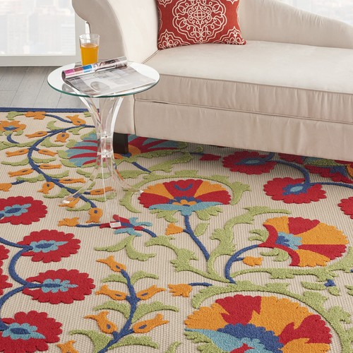 Nourison Aloha Indoor/Outdoor Red/Multi 7' x 10' Area Rug Easy Cleaning Non - Picture 5 of 9