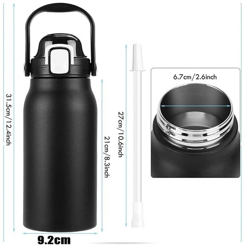 Thermo Bottle Large Capacity With Straw Stainless Steel Thermal 2L Tumbler Flask - Picture 12 of 30