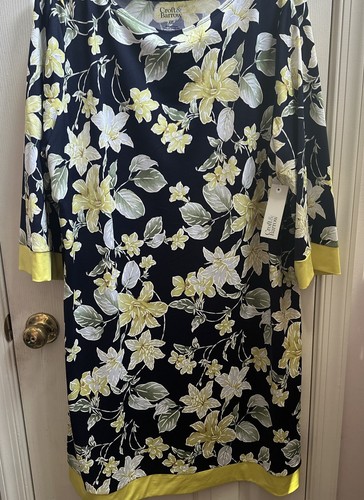 Women’s Croft & Barrow Geometric Print Shift Dress Size XXL Yellow Floral NWT - Picture 4 of 16