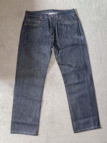 Levi's 501XX Men's Black Striped Blue Jeans 32x32 Button Fly Selvedge Big E  | eBay