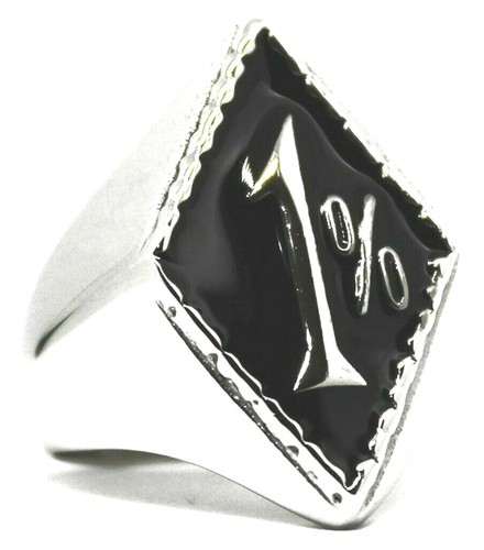 One Percent 1% Outlaw Biker Ring, Stainless Steel Sz 7,8,9,10,11,12,13,14,15 - Picture 3 of 5