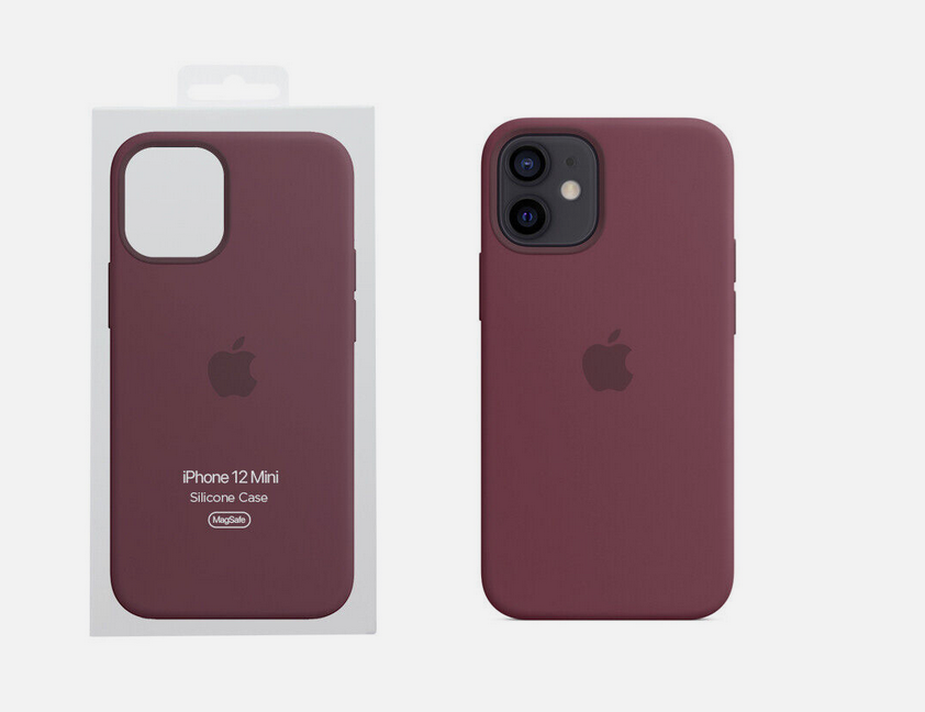 OEM Genuine Apple Silicone Case Holder with MagSafe for iPhone 12 mini - PLUM