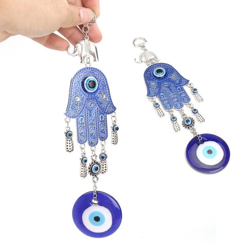 Blue Protection Hanging Gift Turkish Evil Eye Hamsa Hand Elephant Amulet Wall - Picture 3 of 7