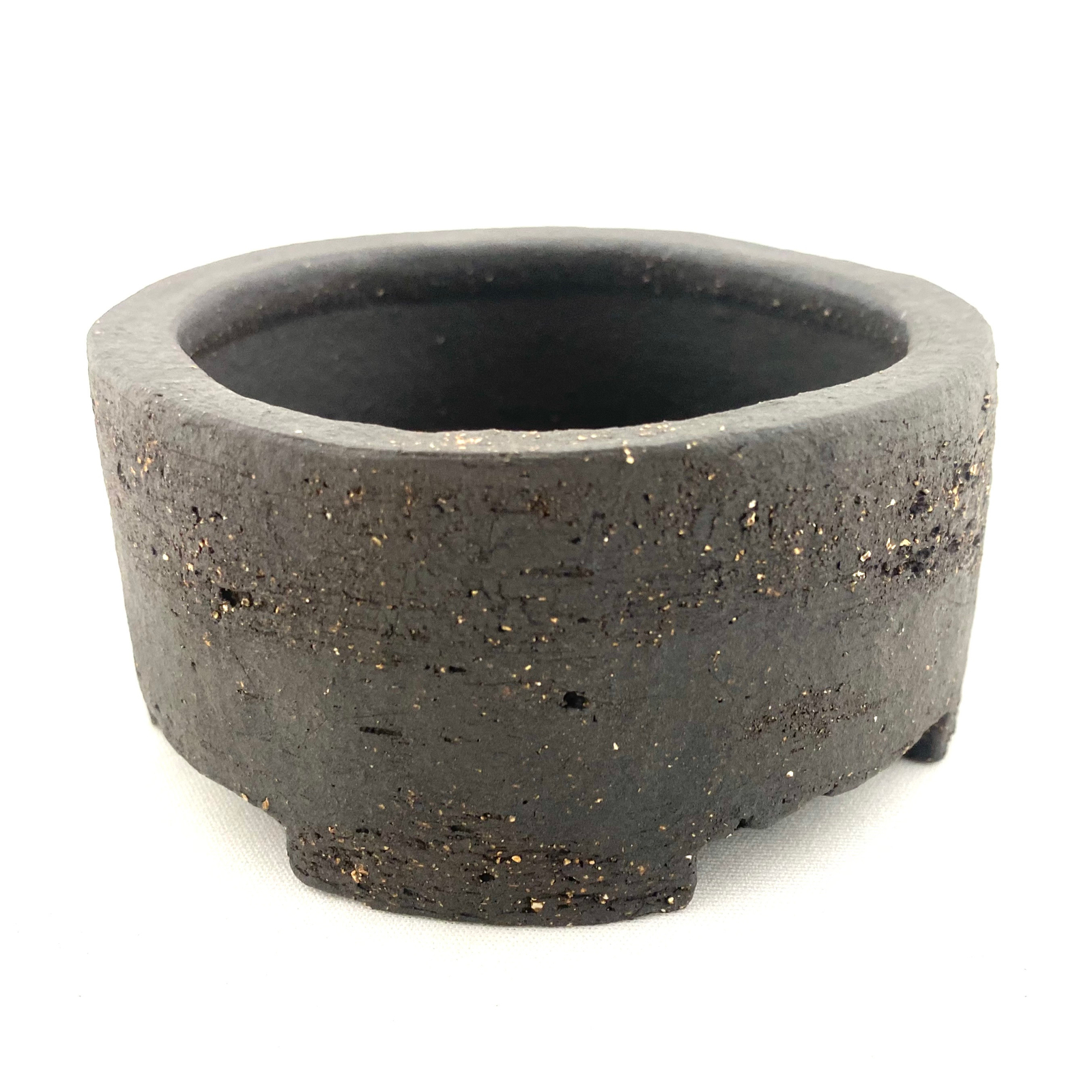 Pot à bonzaï en grès non émaillé rond de 11x5cm pour arbre miniature