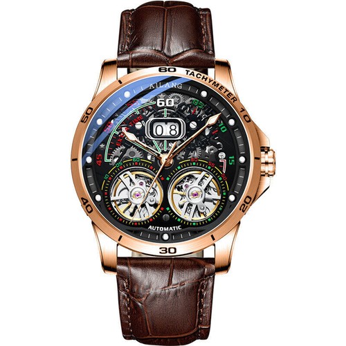 AILANG Herrenuhr Double Tourbillon Automatik Mechanisch Armbanduhren Neu - Bild 44 von 46
