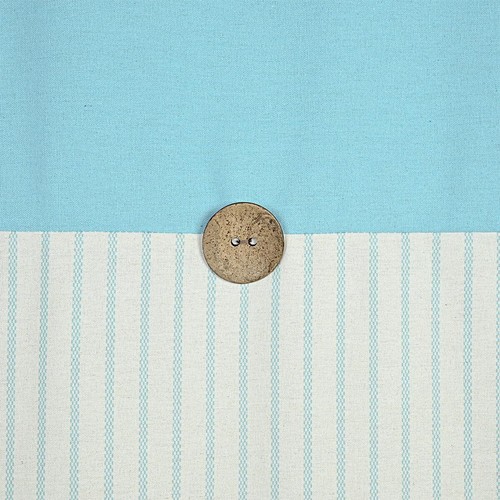 Farmhouse Teal Shower Curtain for BathroomBeige and Teal StripeButton Curtain... - Picture 4 of 6