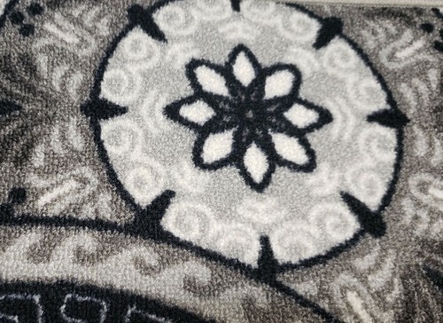 TEXTILE KITCHEN RUG, (nonskid back) (16"x24") FLOWERS IN CIRCLES # 2, grey, Adgo - Bild 8 von 11