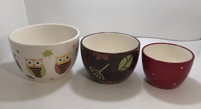 Nesting Candy Serving Bowls Pier One Imports Fall Owl Leaf Earthenware Set Of 3