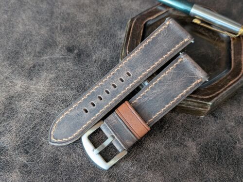 Watch Band Brown Soft Leather Watch Strap Handmade Distressed Watch Band Vintage - Picture 2 of 10