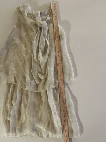 NWT B&K cream layered sheer flowy dress sz L balletcore fairy silk blend bow - Picture 9 of 11