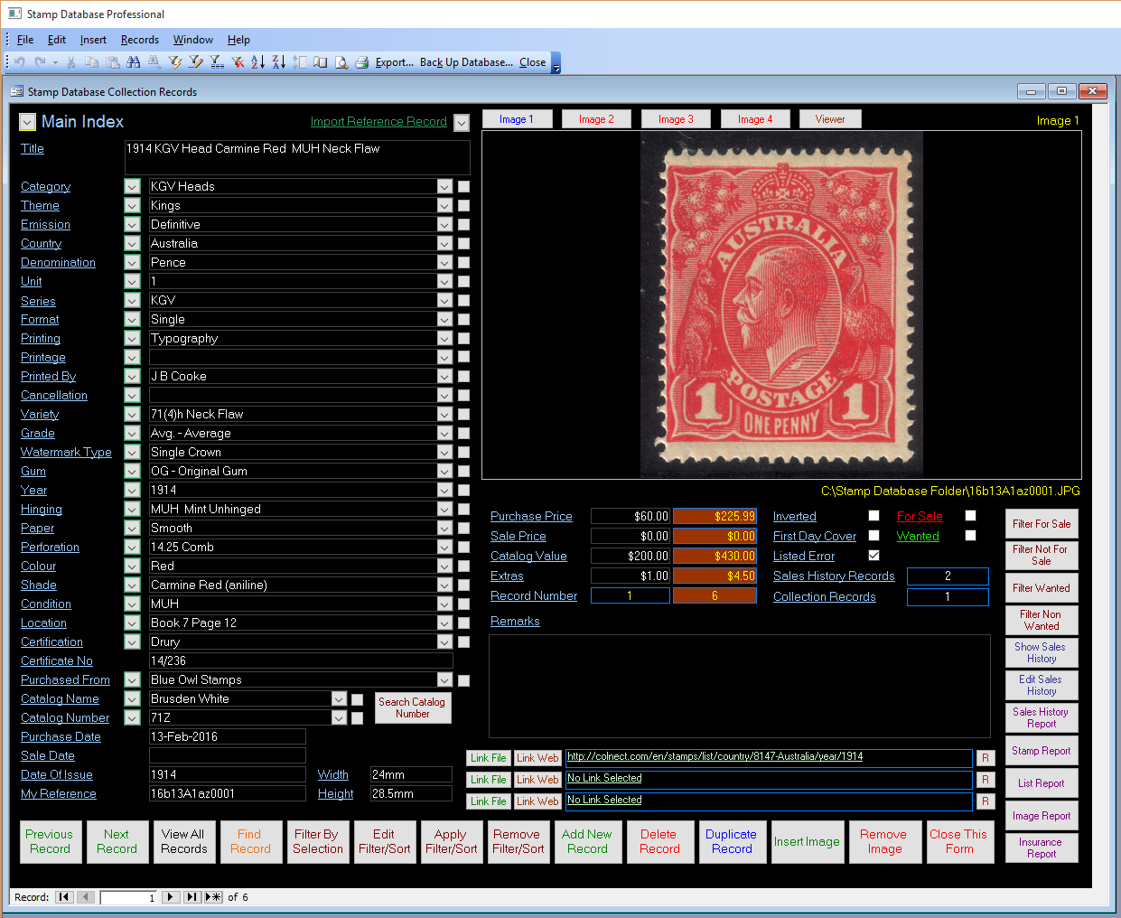 Stamp Collectors Database Software for Windows 7/8/10/11 XP Vista