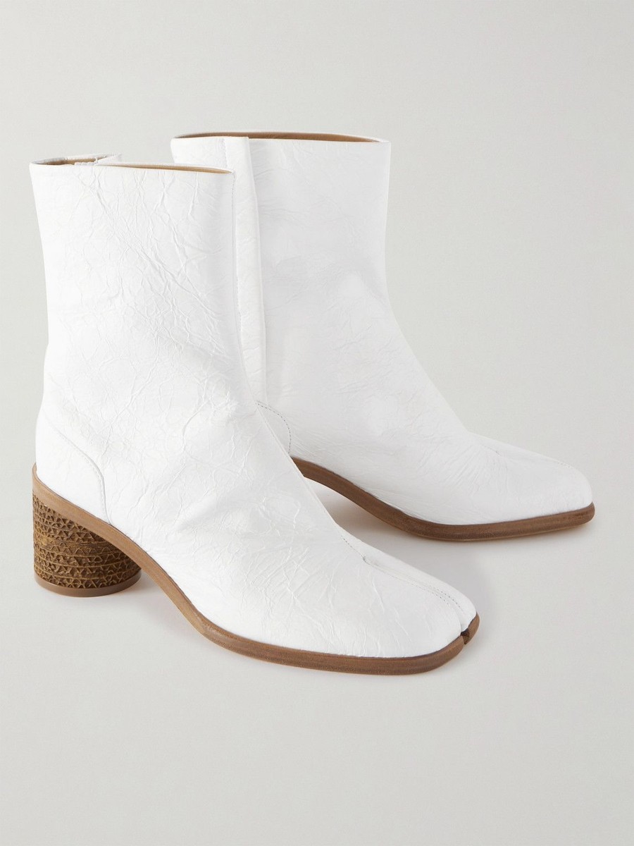 MAISON MARGIELA Tabi Split-Toe Leather Boots White Crinkle MAISON MARGIELA Tabi Split-Toe Leather Boots White Crinkle