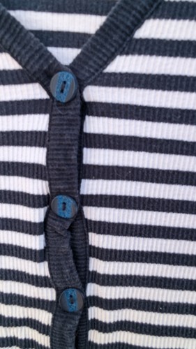 Liz Claiborne Shirt Women Sz M Black White Striped Waffle Knit Crop Cardigan Y2K - Picture 4 of 11