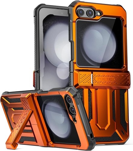 Poetic Spartan Case For Samsung Galaxy Z Flip 5 Kickstand Hybrid Cover Orange - Zdjęcie 2 z 5